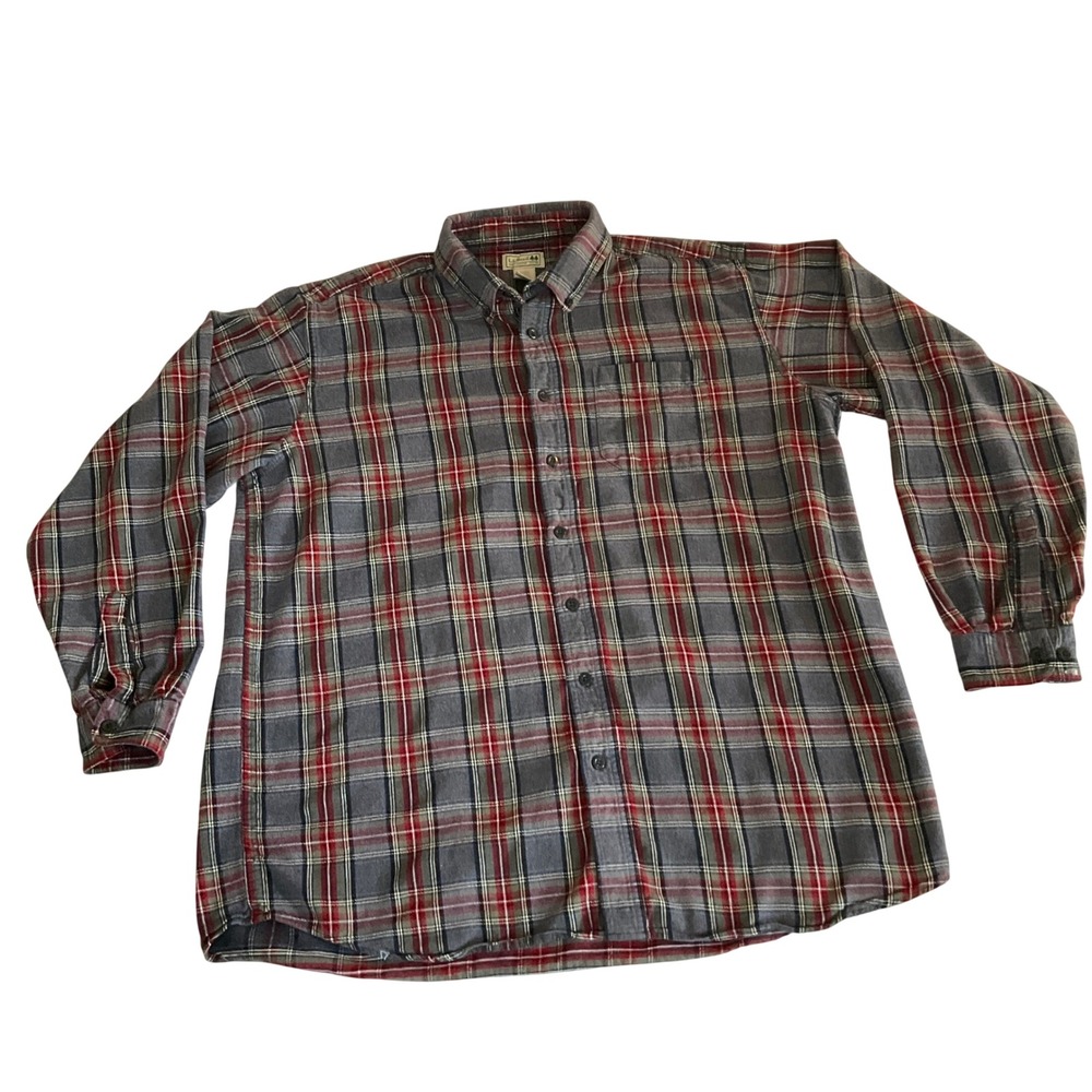 Vintage LL Bean Flannel Shirt Mens XL Tall Plaid Flannel Button Down 100% Cotton